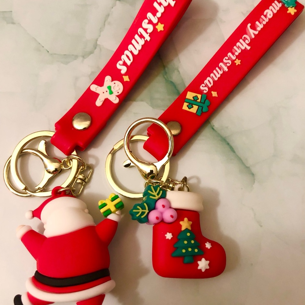 Festive Santa and Stocking Keychains - Picture 2 of 2